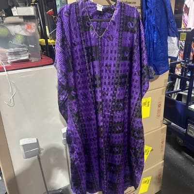 vintage SANTE CLASSICS one size CAFTAN mumu pakistan lounge DRESS graphic - Image 1