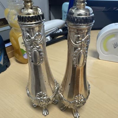Vintage Louis XV Salt & Pepper Shakers - Crafted Metal Silver Plated - Image 1