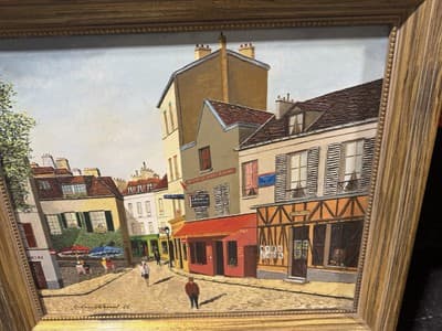 1966 LISTED FRENCH ARTIST ROLAND VERNET Sd ORIGINAL O/C FIGURE on PARIS STREET - Image 1