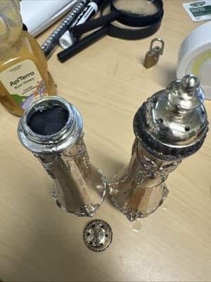 Vintage Louis XV Salt & Pepper Shakers - Crafted Metal Silver Plated - Thumbnail 3