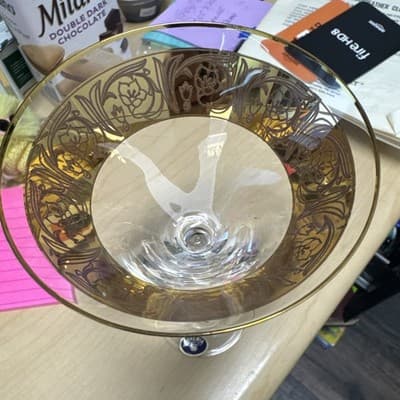 Bohemia Crystal Gold Encrusted LLATA Martini Glass 7 1/2”x3 - Thumbnail 3