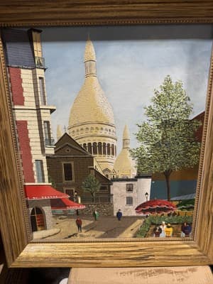 ROLAND VERNET Vtg Framed Parisian Street Scene Original Painting - Image 1