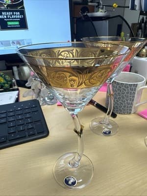 Bohemia Crystal Gold Encrusted LLATA Martini Glass 7 1/2”x3 - Image 1