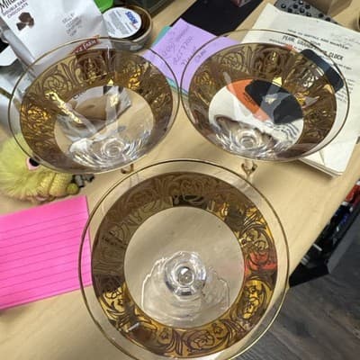 Bohemia Crystal Gold Encrusted LLATA Martini Glass 7 1/2”x3 - Thumbnail 5