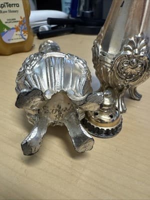 Vintage Louis XV Salt & Pepper Shakers - Crafted Metal Silver Plated - Thumbnail 4