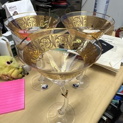 Bohemia Crystal Gold Encrusted LLATA Martini Glass 7 1/2”x3 - Thumbnail 4
