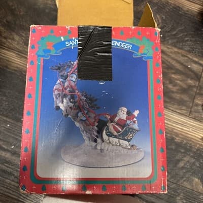 Vintage Resin Santa & His Flying Reindeer Figurine 7" x 10" - Thumbnail 5