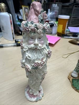 Kurt S.Adler H0964 Vintage St. Nicholas Christmas Ornament Pink/Ivory Sparkling - Thumbnail 2