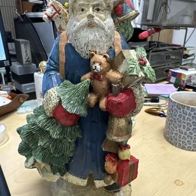 Vintage Kurt Adler Santa's World Santa Claus Blue Coat Musical Figure 11" Large - Thumbnail 4