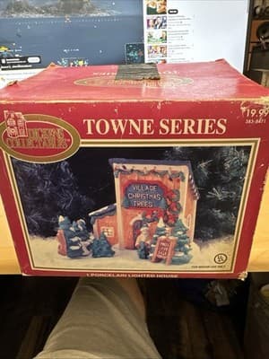1998 Dickens Collectables Towne Lighted Town Series Village Christmas Trees - Image 1