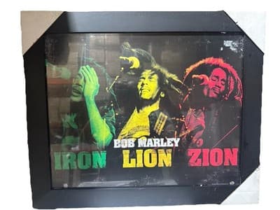 Officially Licensed Bob Marley Iron Lion Zion 24 x 19Inch Framed - Image 1
