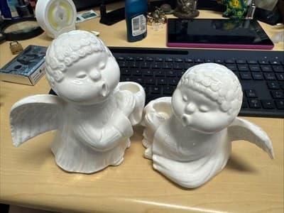 Fitz and Floyd FF Japan White Ceramic Singing Angel Candle Holder - Image 1