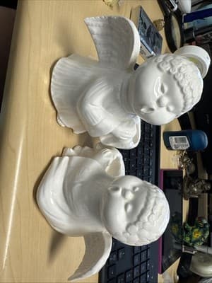 Fitz and Floyd FF Japan White Ceramic Singing Angel Candle Holder - Thumbnail 2