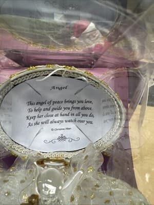 Christine Allan Hand Sculpted Art Glass 22 Karat Gold Gilded Angel New In Box - Thumbnail 3