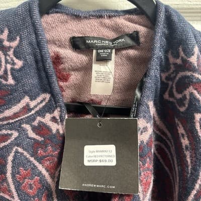 Marc New York by Andrew Marc animal print poncho wrap One Size NWT - Thumbnail 2