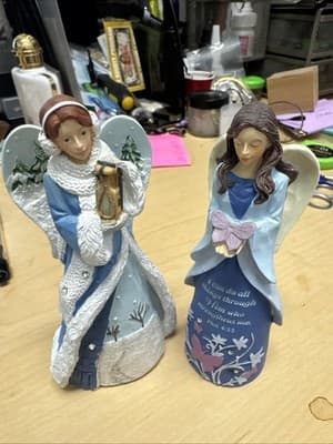 Winter Wonder-Full 5 1/2" Angel Figurine X 2 - Image 1