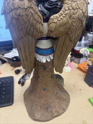 Native American Woman with Wolf Figurine Resin Art Goldenvale Collections 14” - Thumbnail 5