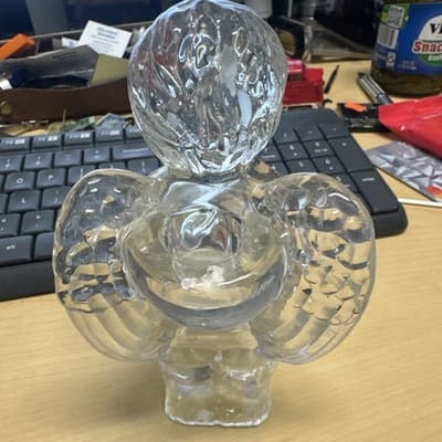 Vintage Clear Glass Child Angel on Knees Slim Candle Holder Figurine - Thumbnail 3