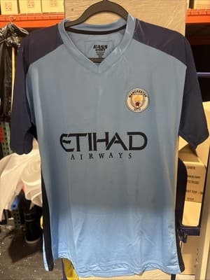 Manchester City Etihad Airways Soccer Dri-fit Jersey Size Large Blue - Image 1