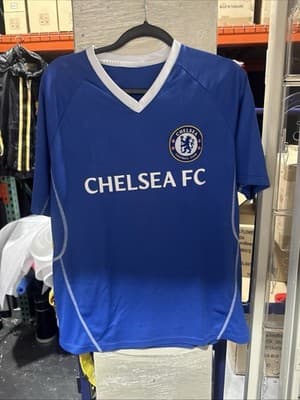 Chelsea FC Jersey Mens Large Blue White Soccer Futbol Jersey Short Sleeve V Neck - Image 1