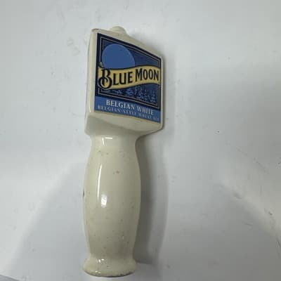 BLUE MOON - BELGIAN WHITE - Beer Tap Handle - Ceramic - 3 Sided 9-3/4”" Tall - Thumbnail 2