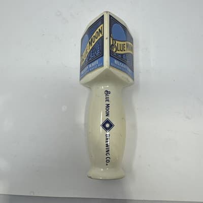 BLUE MOON - BELGIAN WHITE - Beer Tap Handle - Ceramic - 3 Sided 9-3/4”" Tall - Thumbnail 3