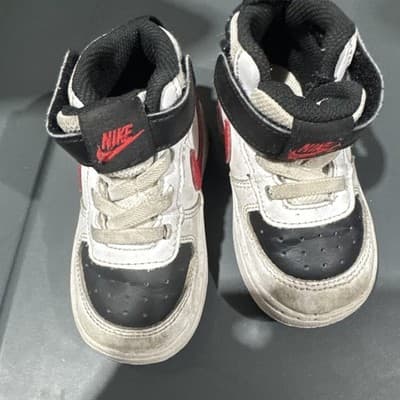 Nike Court Borough Mid 2 Sneakers Shoes Kid's Size 6c White Red Black CD7784-110 - Image 1