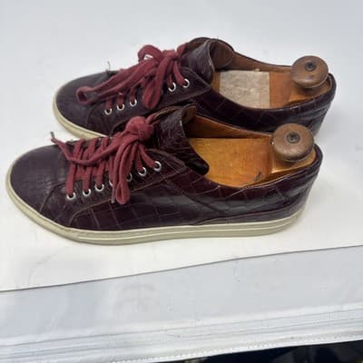 Donald J Pliner Luvio 94 - Croc Embossed Maroon Casual Sneakers Shoes Men’s 10.5 - Thumbnail 2