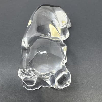 Clear Glass Sleeping Dog Figurine Crystal Style Paperweight 5” - Thumbnail 2