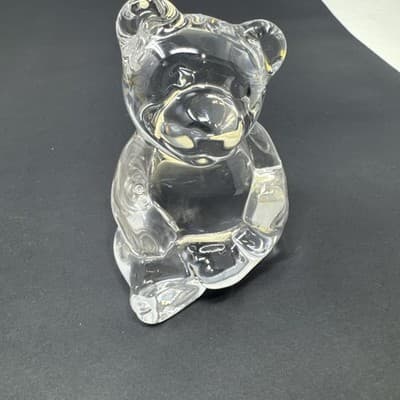 Jonal Crystal Paperweight Figurine Bear Holding Heart Germany Full Lead 24% - Image 1