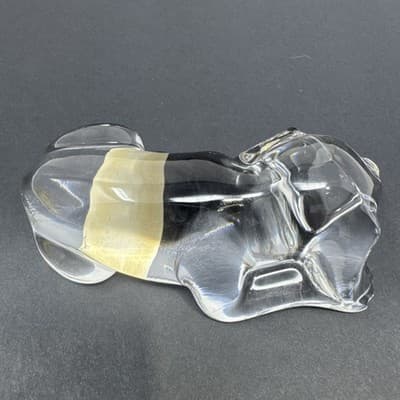 Clear Glass Sleeping Dog Figurine Crystal Style Paperweight 5” - Thumbnail 3