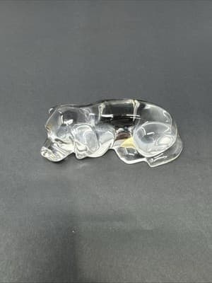 Clear Glass Sleeping Dog Figurine Crystal Style Paperweight 5” - Thumbnail 4