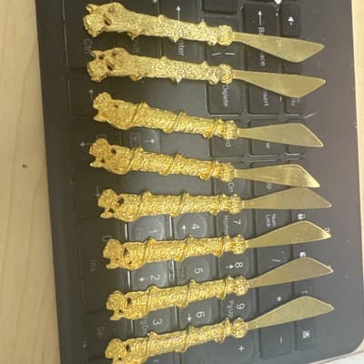 Set of 8 Antique Florentine Gold Plated Party Knives 4" Long - Thumbnail 3
