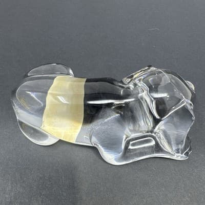 Clear Glass Sleeping Dog Figurine Crystal Style Paperweight 5” - Thumbnail 3