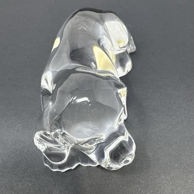 Clear Glass Sleeping Dog Figurine Crystal Style Paperweight 5” - Thumbnail 2