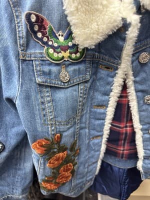 Gucci Demin Jacket size 6 Floral Embroidered Butterfly L’Aveugle Par Amour - Thumbnail 6