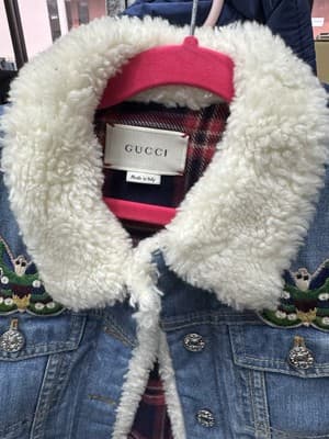 Gucci Demin Jacket size 6 Floral Embroidered Butterfly L’Aveugle Par Amour - Thumbnail 7