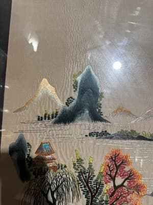 Vintage Chinese Silk Embroidery Framed 36x28” - Thumbnail 3
