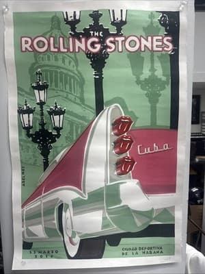 THE ROLLING STONES ORIGINAL POSTER NUMBERED & SINGNED CUBA CONCERT MARCH 25/2016 - Image 1