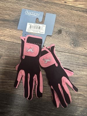 Ovation Leather Gloves for Kids Horse Riding, A- Small- Pink - Image 1