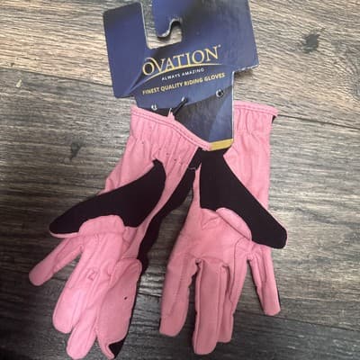 Ovation Leather Gloves for Kids Horse Riding, A- Small- Pink - Thumbnail 4