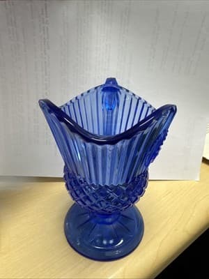 Avon Glass Pitcher Vintage Fostoria Glass Pitcher Cobalt Blue 1970s Mt. Vernon - Thumbnail 3