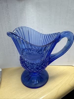 Avon Glass Pitcher Vintage Fostoria Glass Pitcher Cobalt Blue 1970s Mt. Vernon - Image 1