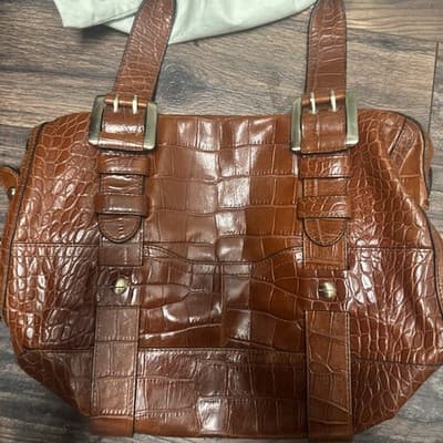 Maxx New York Handbag Brown Croco Embossed Leather Shoulder Bag - Image 1