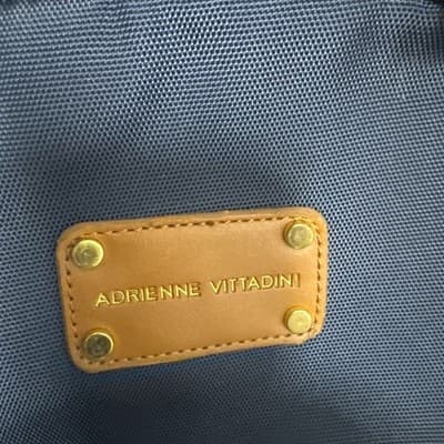 ADRIENNE VITTADINI NAVY BLUE NYLON,BROWN TRIM,GOLD ZIPPER,BACKPACK BAG-MSRP $190 - Thumbnail 4