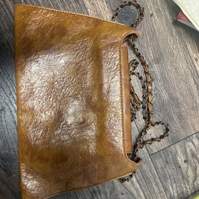 rivet crossbody bag brown leather with faux interior - Thumbnail 3