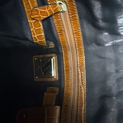 Maxx New York Handbag Brown Croco Embossed Leather Shoulder Bag - Thumbnail 3