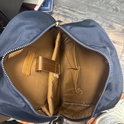 ADRIENNE VITTADINI NAVY BLUE NYLON,BROWN TRIM,GOLD ZIPPER,BACKPACK BAG-MSRP $190 - Thumbnail 3