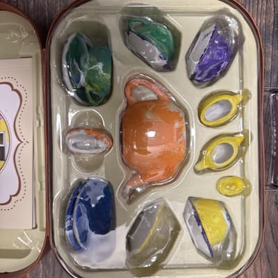 SpiceBox Tea Time Paint & Pretend Kit Suitcase Children's Tea Set Pretend Play - Thumbnail 2