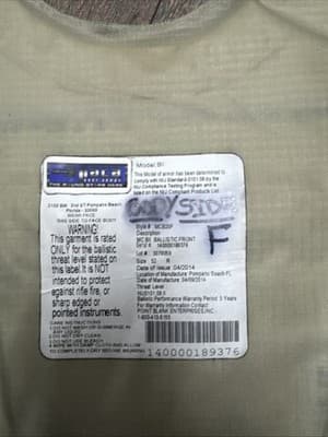 PACA - Personal Body Armour - Male 52- Level 2 - Model BII Front And Back - Thumbnail 4